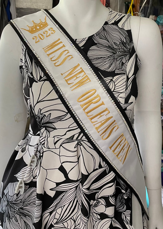 Teen Size Pageant Sash With Rhinestone’s /Heavyweight Satin