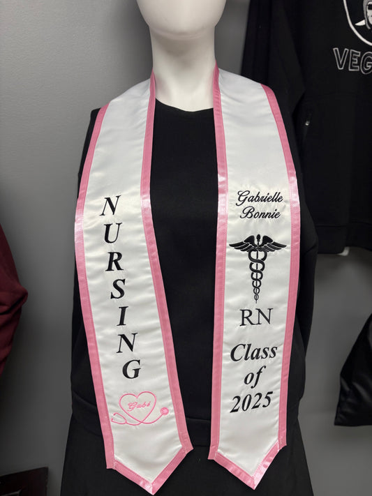 Pointed Nursing stole with Stethoscope Personalized