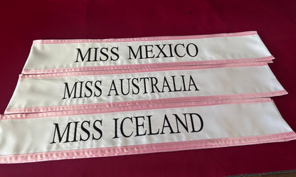 Youth Pageant Sash Heavyweight Satin with Trim