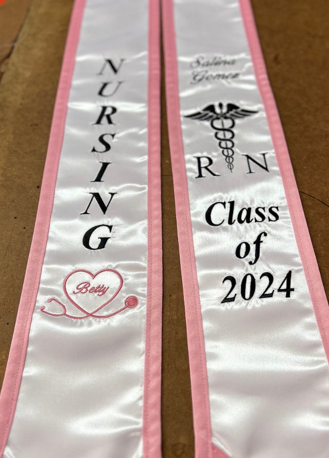 Pointed Nursing stole with Stethoscope Personalized