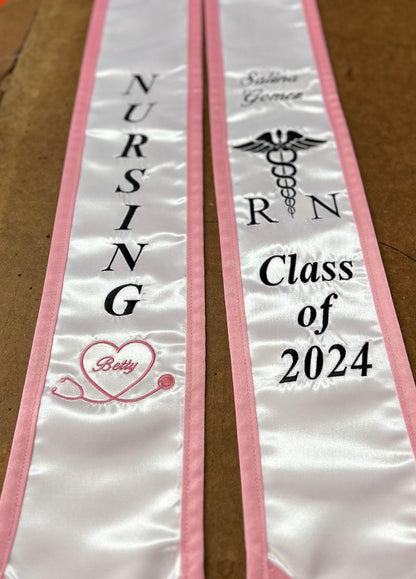 Pointed Nursing stole with Stethoscope Personalized