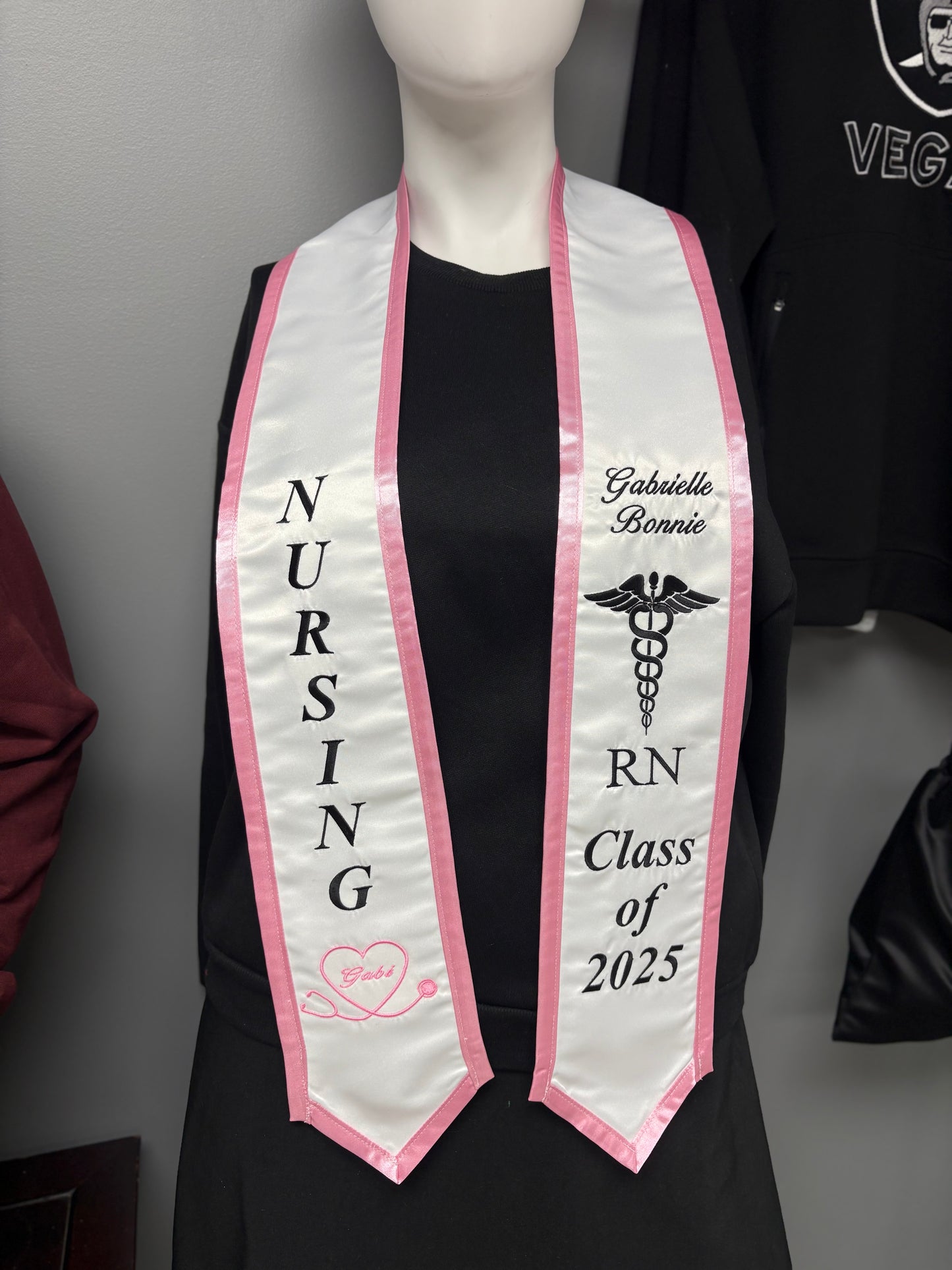 Pointed Nursing stole with Stethoscope Personalized