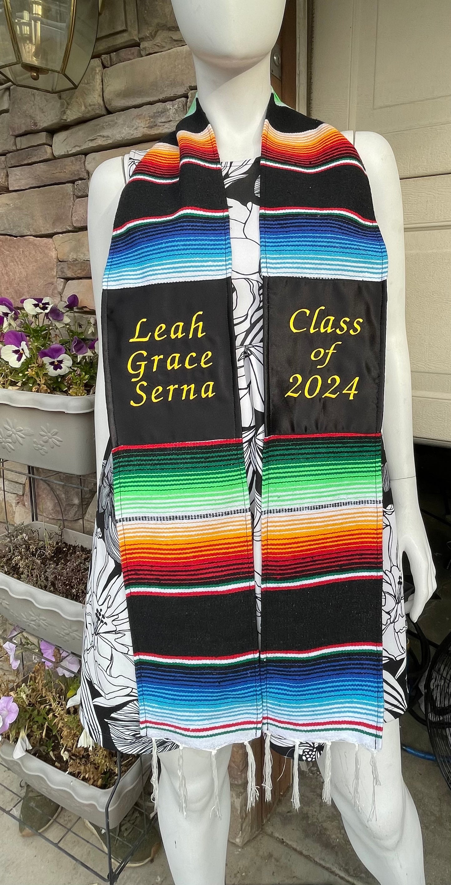 Custom Sarape Grad Stole/ Authentic Mexican Graduation Stole